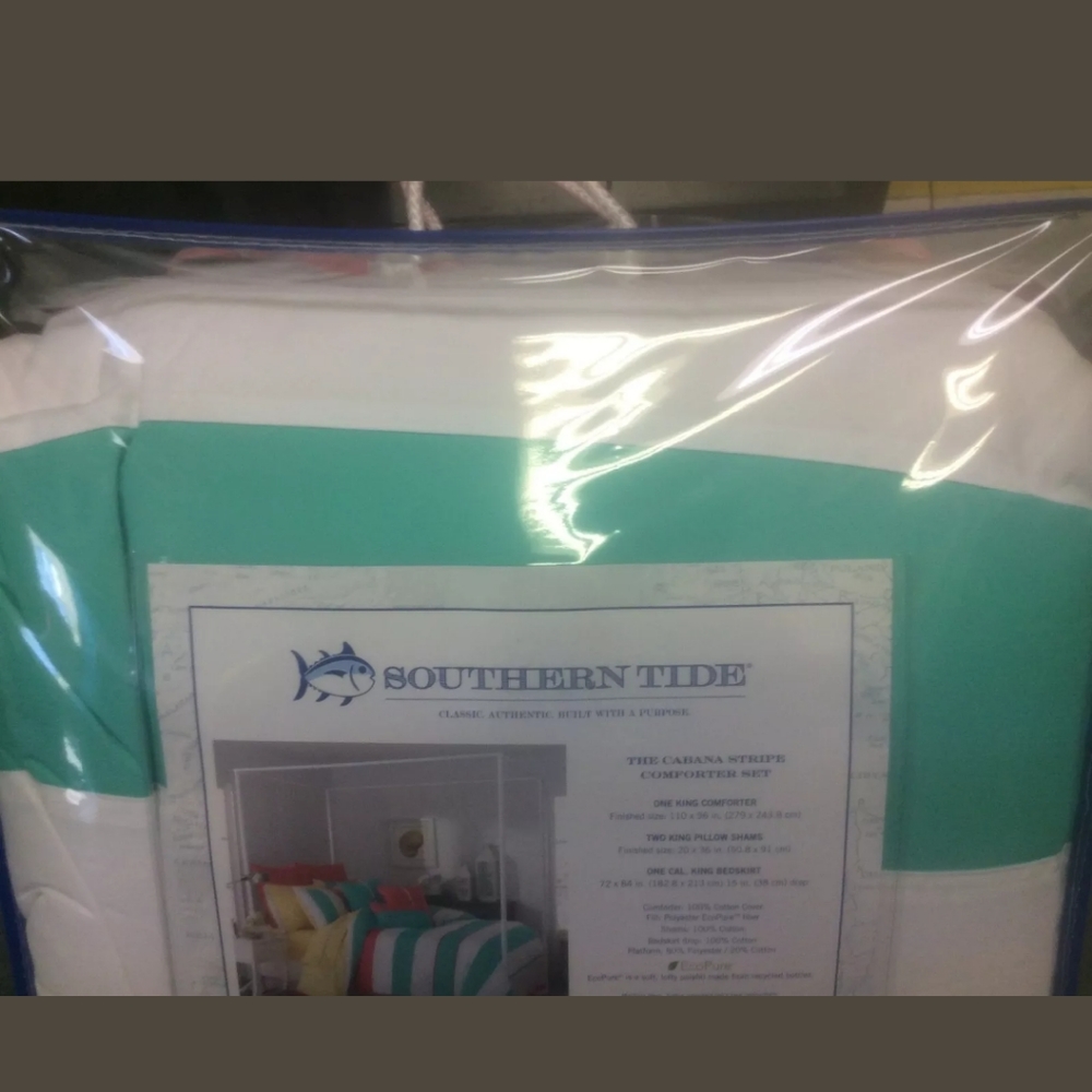 New Southern Tide King comforter set Cabana Stripe - Picture 2 of 5
